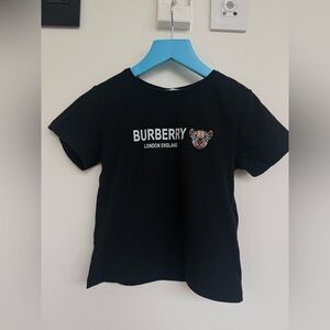 Burberry Black Tee with Logo and Bear Patch